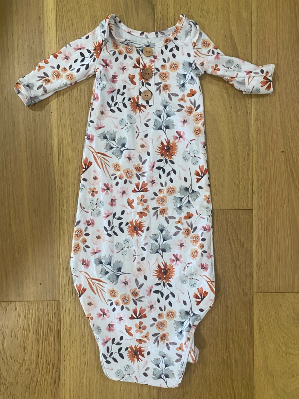 Caden Lane Cream Baby Gown with Rust Floral Print Newborn VGUC